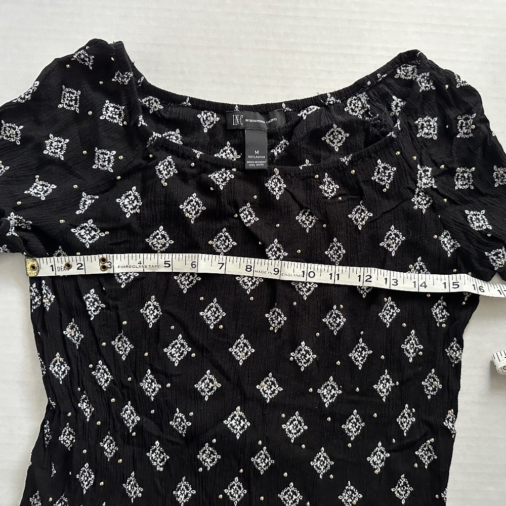 INC International Concepts black and white elephant blouse - Picture 4 of 6